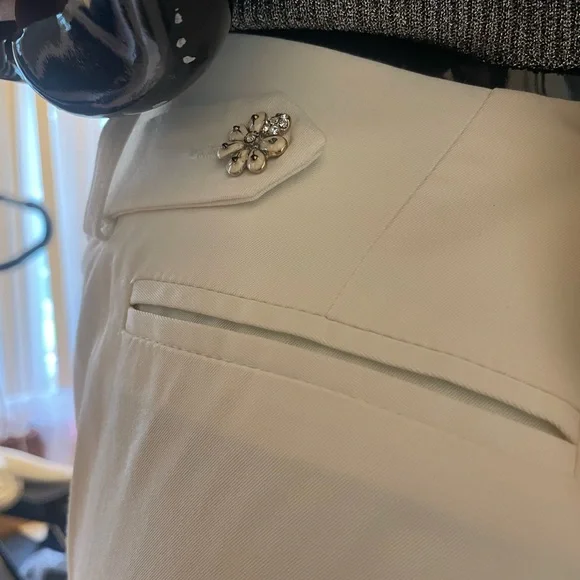 Blumarine dress pants trouser nwot Italian 44 strait Crystal button 8